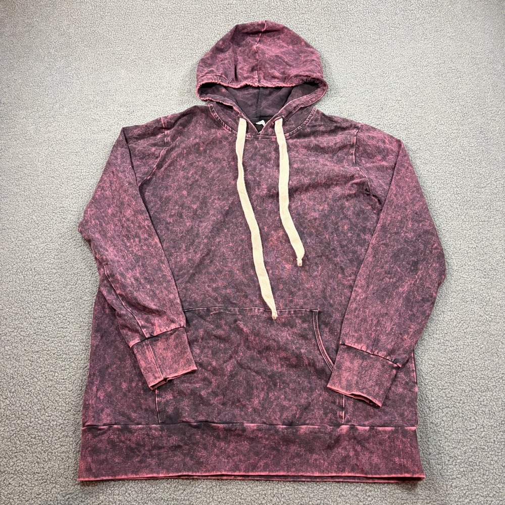 Zenana Signature Hoodie Womens L Purple Acid Wash CT-4612AB Mineral Wash Hoodie